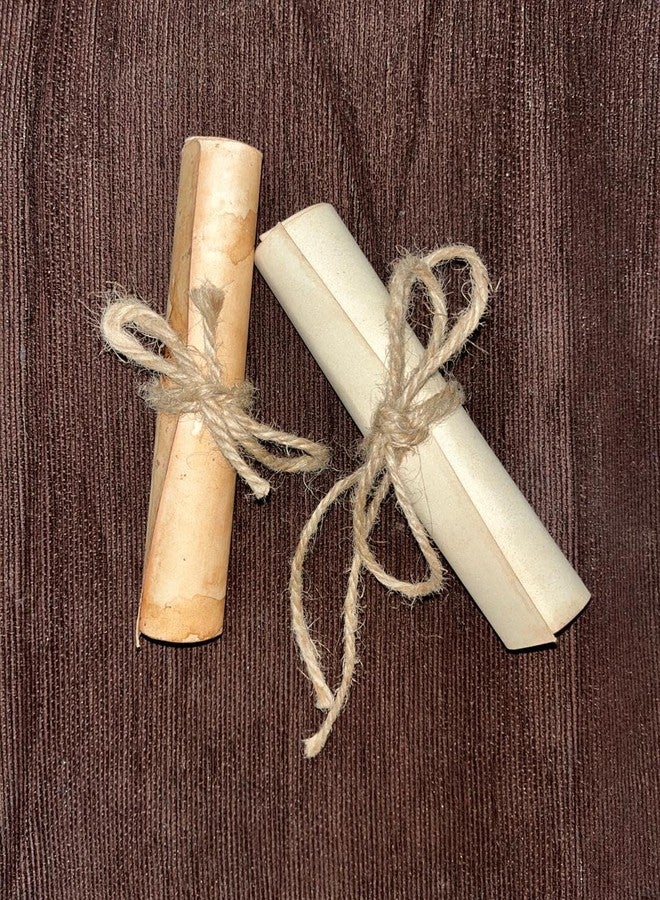 ORDER KARO Vintage Blank Paper Scrolls Wrapper with Jute String for Extra Vintage Effect for Writing Letters, Calliagraphy, Poetry Etc. (2) - Image 1